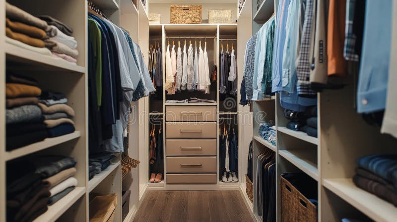Designing a Well-Organized Walk-In Closet stock illustration