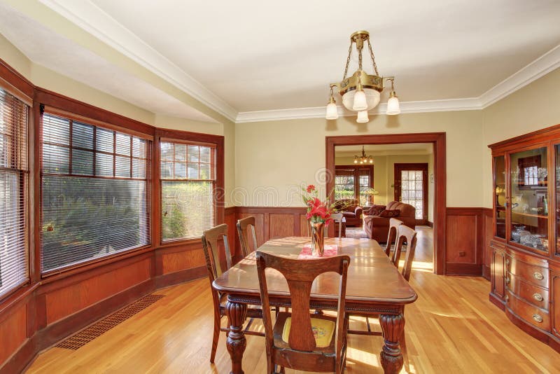 Well Put Together Dinning Room with Hardwood Floor. Stock Image - Image ...