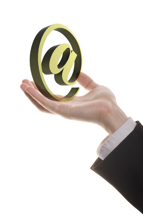 Well shaped businessman hand holding email symbol