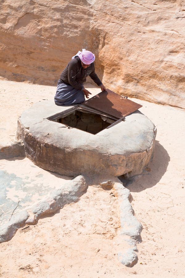 Well in Wadi Rum desert, Jordan stock photo Well in Wadi Rum desert, Jordan stock photo