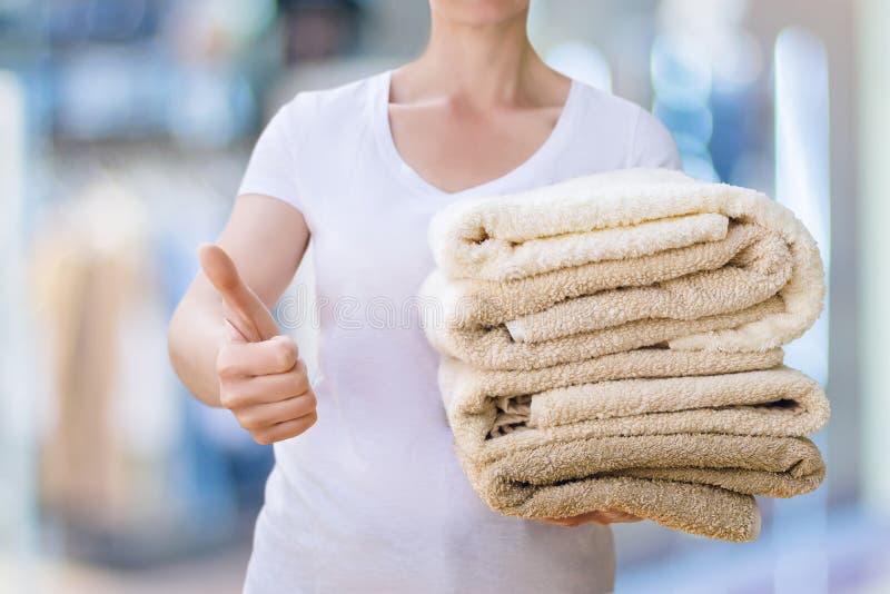 Well Washed Linen Shows a Cleaning Lady . Stock Image Image of dress