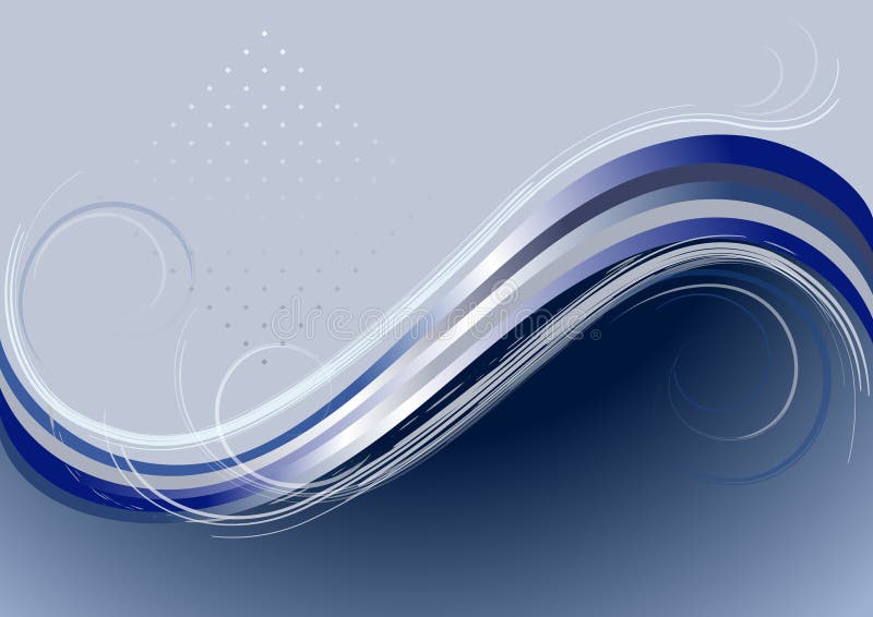 Wellen und Spiralen im grauen blauen Hintergrund lizenzfreie abbildung Wellen und Spiralen im grauen blauen Hintergrund lizenzfreie abbildung