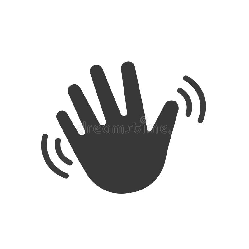 Wellenartig bewegende Handwelle hallo oder hallo Übersetzt Ikone lizenzfreie abbildung