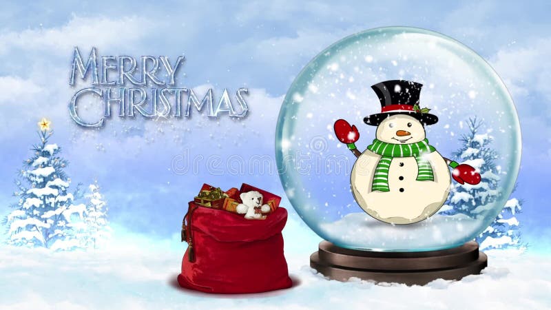 Wellenartig Bewegender Schneemann In Schnee Kugel Frohen Weihnachten Stock Footage Video Von Bewegender Wellenartig