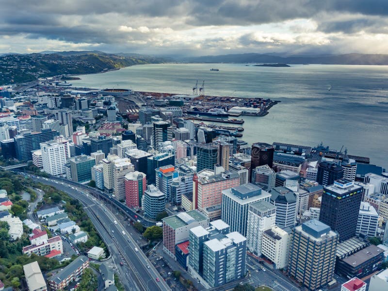 Wellington City Aerial View images stock