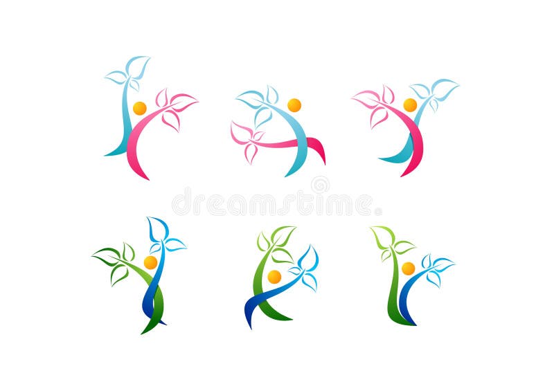 wellness logo,care beauty symbol ,spa icon health,plant,healthy people set vector designs