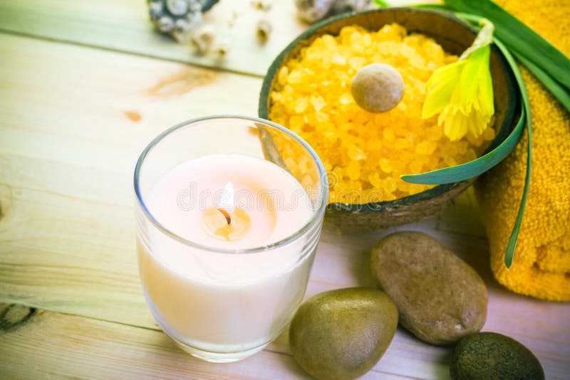 Wellness Spa Concept Scented Candle Stock Photo Image of closeup