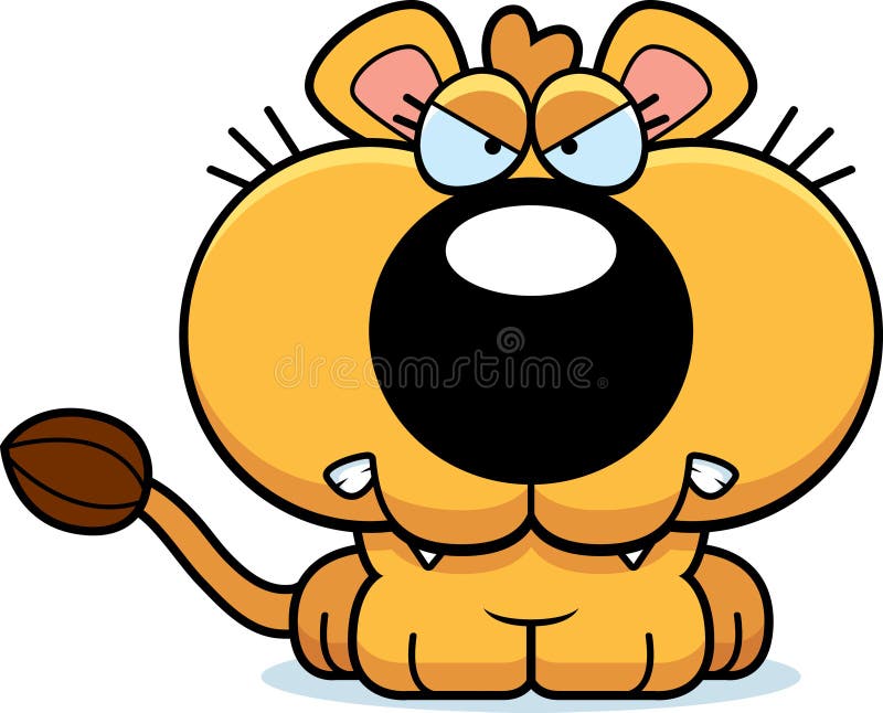 Welp van de beeldverhaal de Boze Leeuwin stock illustratie Welp van de beeldverhaal de Boze Leeuwin stock illustratie