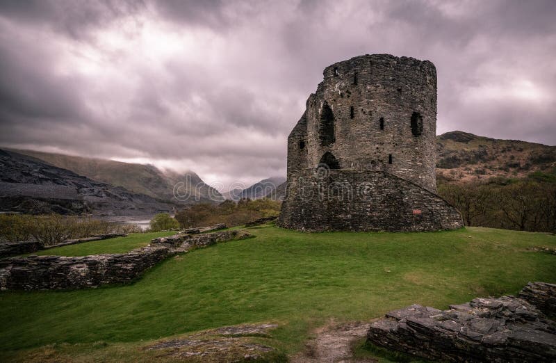 Dolbadarn castle ruin with views of Snowdonia mountains