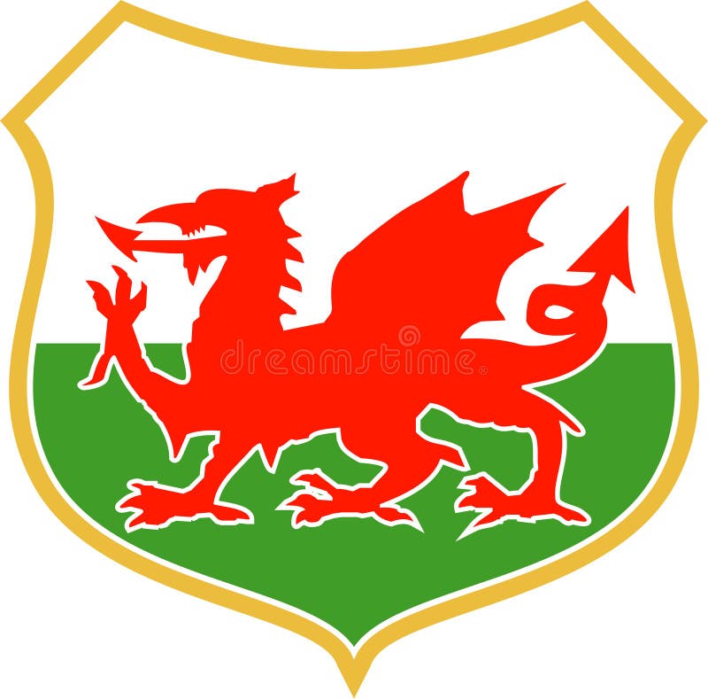 Welsh wales red dragon shield