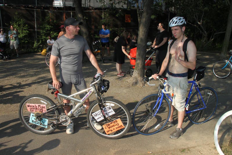 Bike riders waiting for their protest nude bike ride to starr. Bike riders waiting for their protest nude bike ride to starr