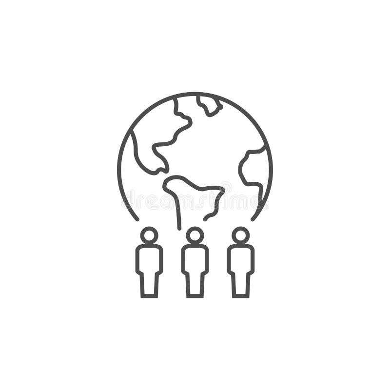 Weltgemeinschaft. Team-Globus-Leuten-Symbol stock abbildung
