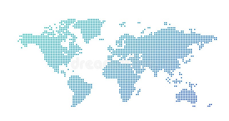 Weltkarte punktierte Art, die Vektorillustration, die auf weißem Hintergrund lokalisiert wurde