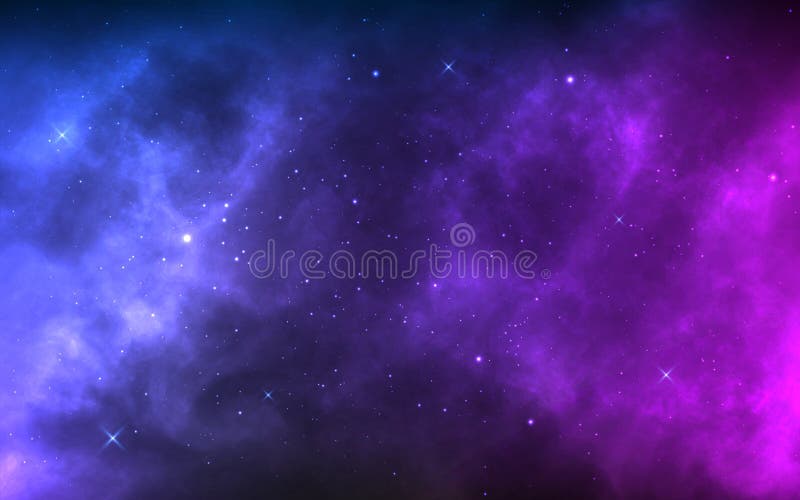 Weltraumhintergrund mit realistischen Nebel und leuchtenden Sternen Farbenfarbenfroher Kosmosmosmosmosmosmos mit Stardust und Mil
