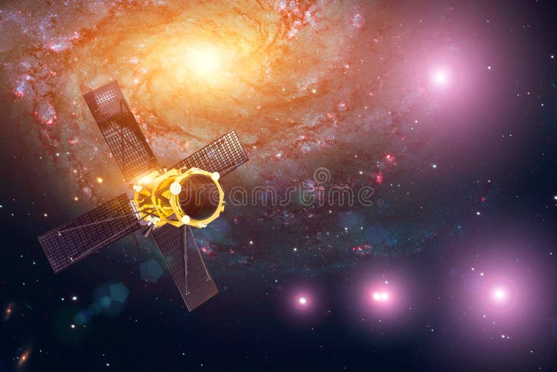 Weltraumsatellitenteleskop ein Forschungskomplex in der Umorbit des Sonnensystems beobachtet die Sterne und öffnet neue Himmelskö