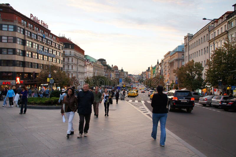 Wenceslas Square by autumn, Prague, Czech