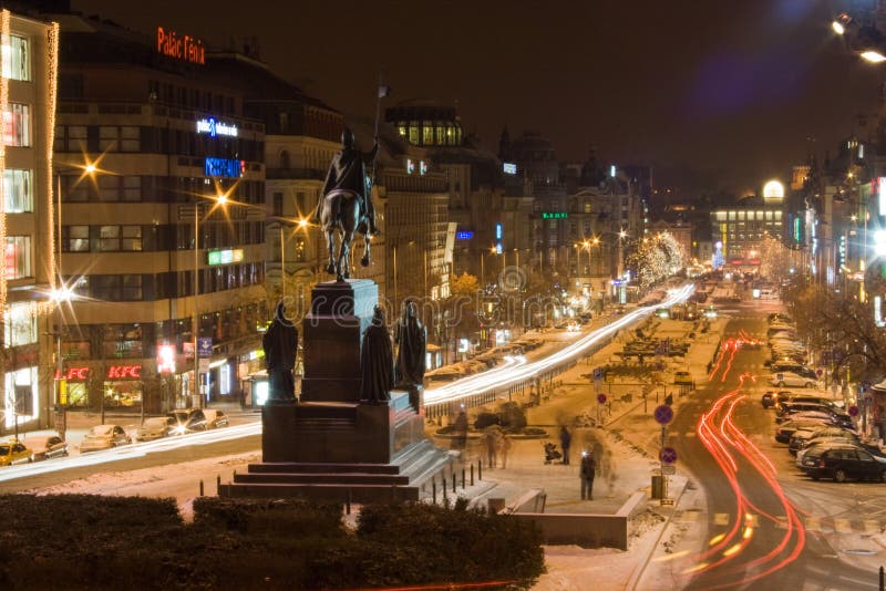 Wenceslas Square at night