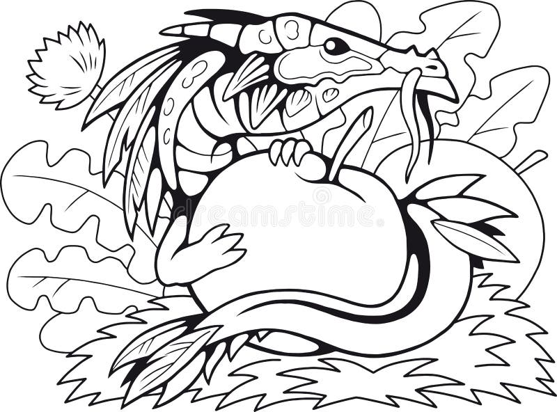 Wenig Apfeldrache, Malbuch, lustige Illustration stock abbildung Wenig Apfeldrache, Malbuch, lustige Illustration stock abbildung