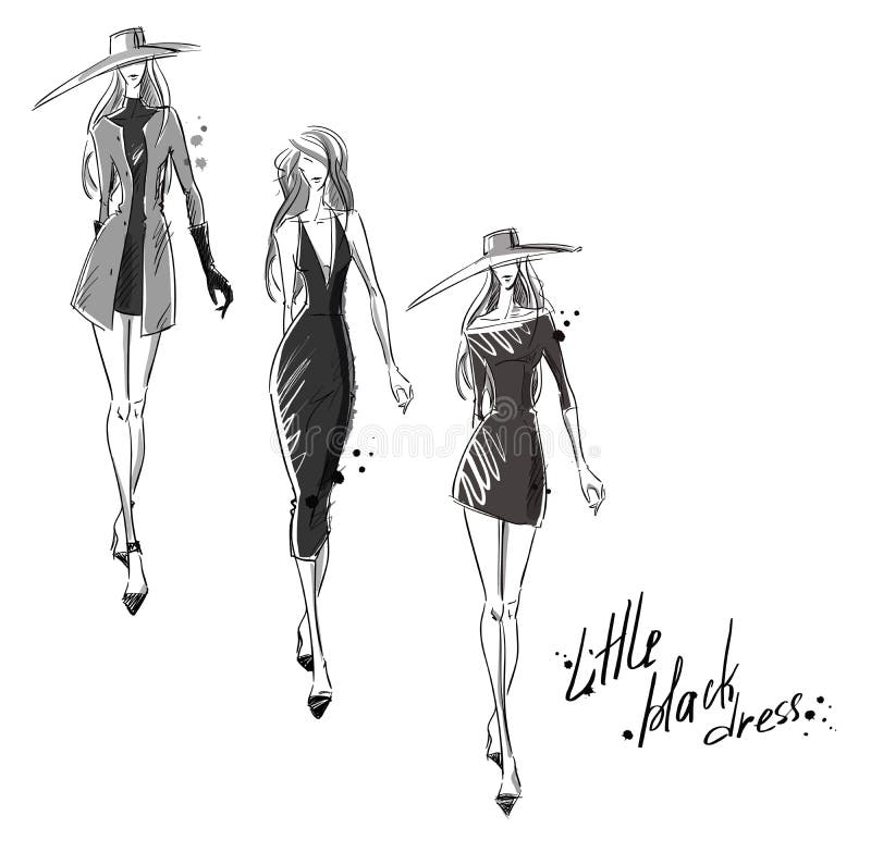 Wenig schwarzes Kleid Art und Weiseabbildung lizenzfreie abbildung