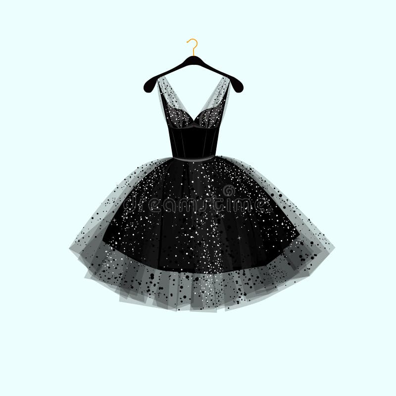Wenig schwarzes Kleid Partykleid Auch im corel abgehobenen Betrag stock abbildung