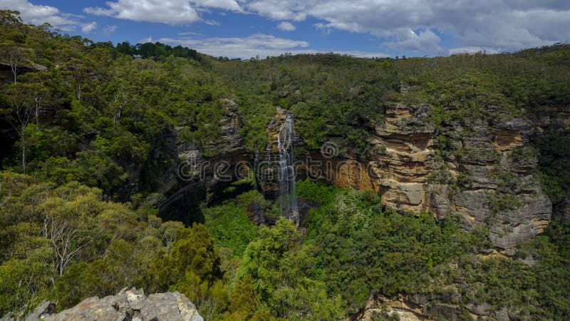 Wentworth Falls i de bl?a bergen, NSW, Australien arkivfoton Wentworth Falls i de bl?a bergen, NSW, Australien arkivfoton