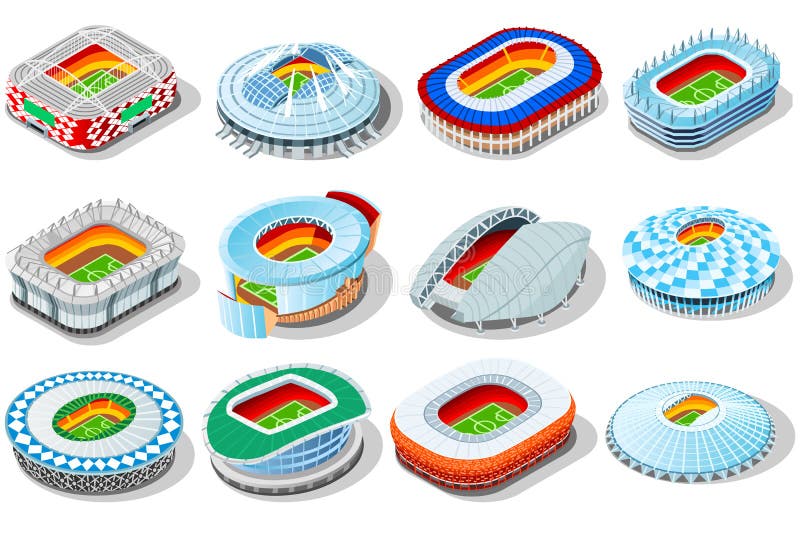 Wereldbeker 2018 van Rusland stadionsarena's vector illustratie Wereldbeker 2018 van Rusland stadionsarena's vector illustratie
