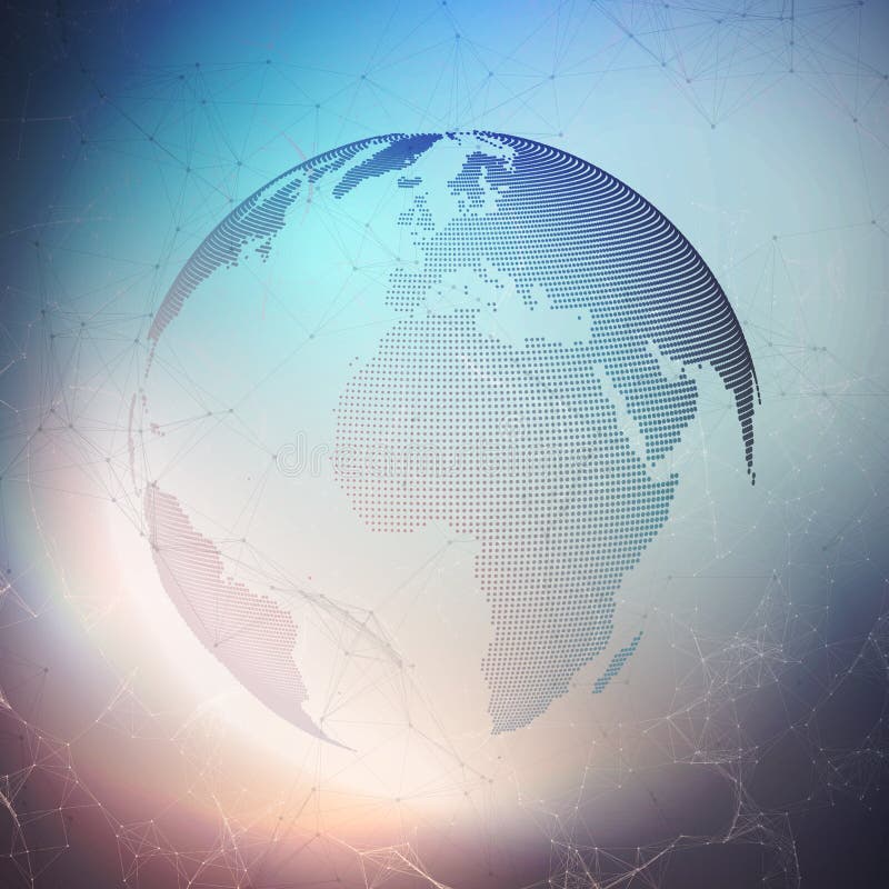 Wereldbol op donkere achtergrond De globale netwerkverbindingen, vatten geometrisch ontwerp, technologie digitaal concept samen royalty-vrije illustratie Wereldbol op donkere achtergrond De globale netwerkverbindingen, vatten geometrisch ontwerp, technologie digitaal concept samen royalty-vrije illustratie