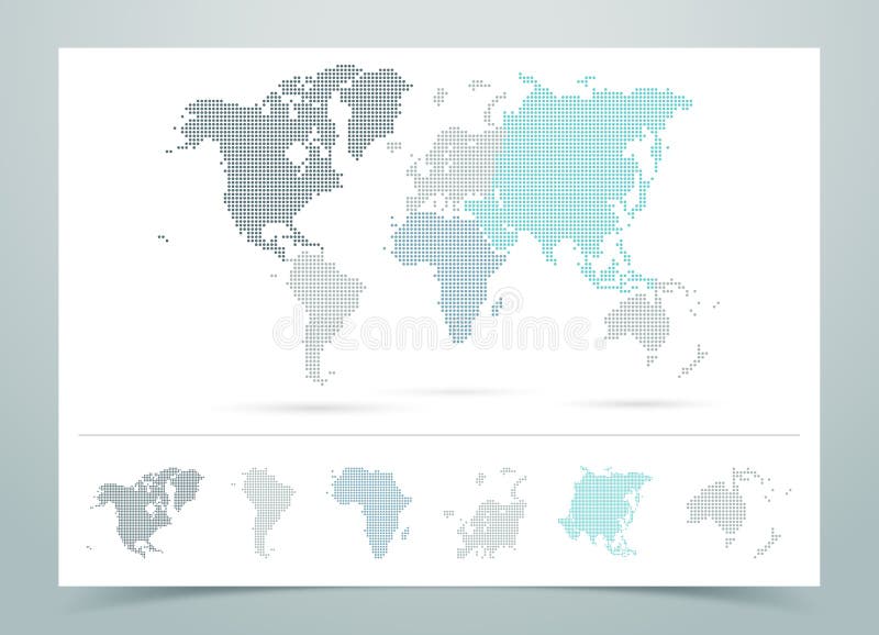 Wereldkaart Gestippelde Vector met Continenten
