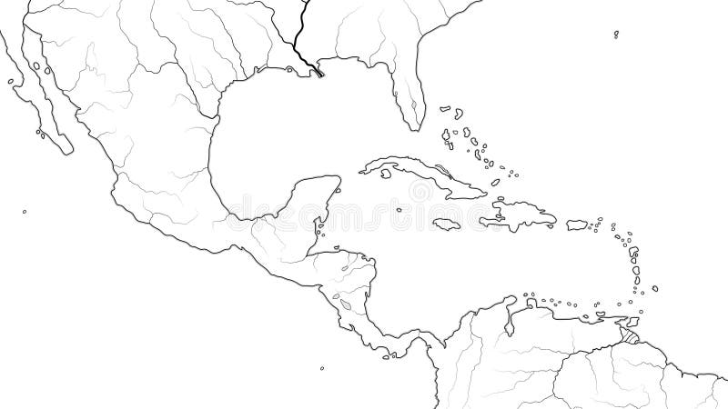 Wereldkaart van MIDDEN-AMERIKA en CARAÏBISCH GEBIED: Mexico, Caraïbische Eilanden, Caraïbisch bassin Geografische grafiek