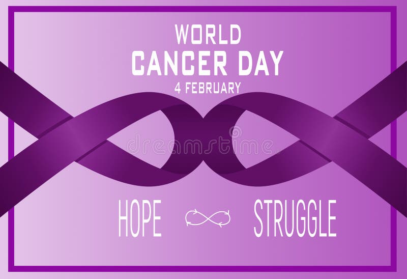 Concept Wereldkankerdag. Hoop, Strijd. Lilla lint stock illustratie