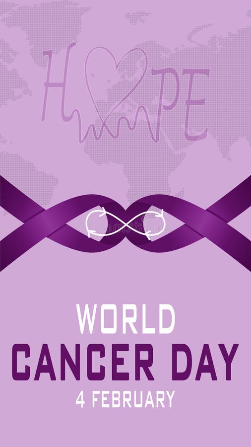 Concept Wereldkankerdag. Hoop. Lilla lint royalty-vrije illustratie