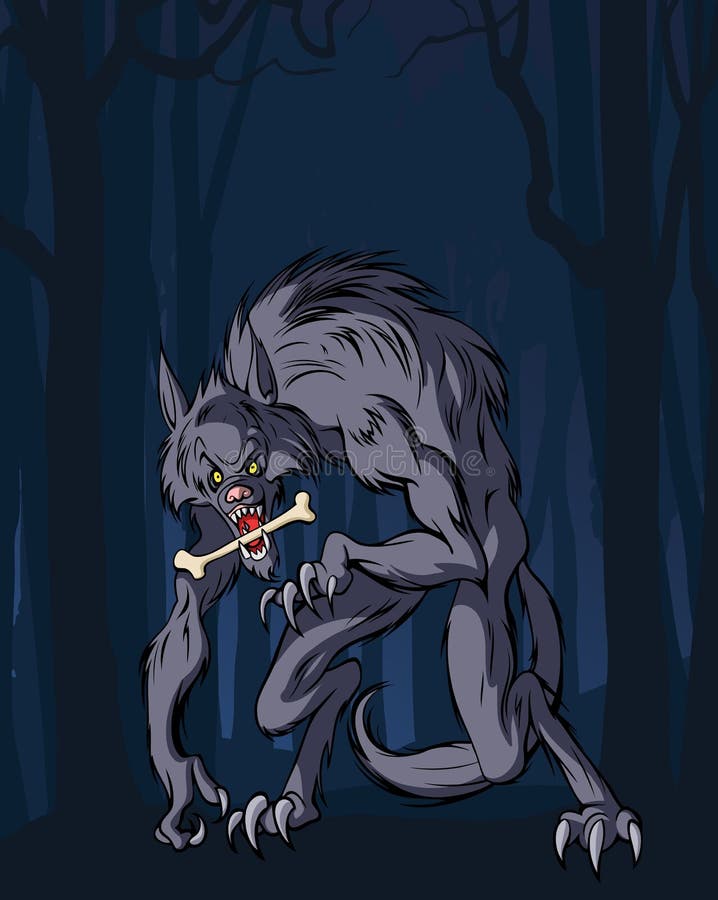 Wicked werewolf in tha dark forest