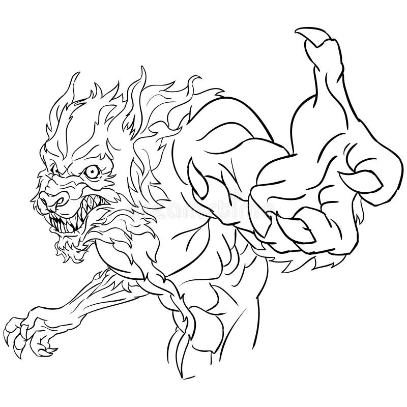 Werewolf bust line art stock vector. Illustration of animal - 69439564
