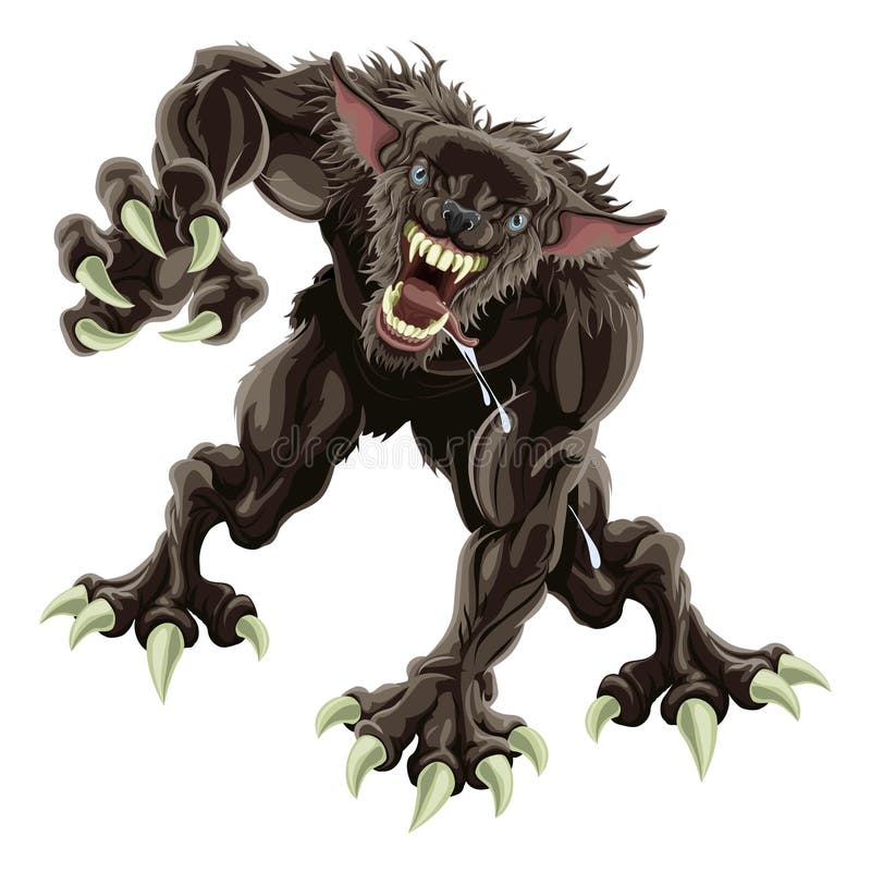 A fearsome werewolf monster attacking the viewer. Growling dog vectors