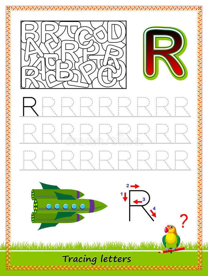 Werkblad Voor Het Traceren Van Letters. Alle Letters Vinden En U. Activiteitenblad Voor Kinderen. Onderwijspagina Voor Vector Illustratie - Illustration of kinderen, onderwijs: 188420116