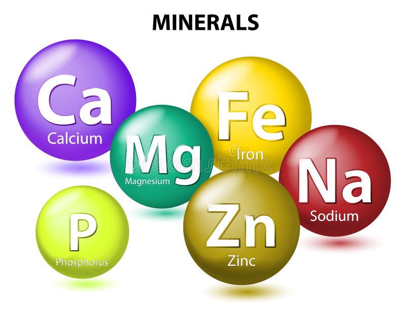 Wesentliche Mineralien stock abbildung Wesentliche Mineralien stock abbildung