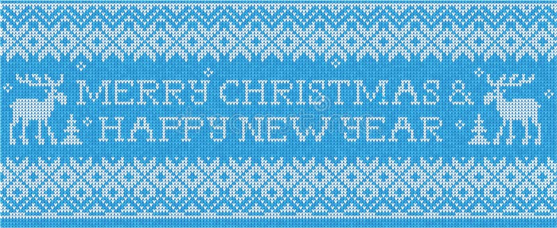 Vector Illustration of Merry Christmas & Happy New Year: Scandinavian style seamless knitted pattern with deers. Vector Illustration of Merry Christmas & Happy New Year: Scandinavian style seamless knitted pattern with deers