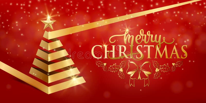 Wesoło bożych narodzeń faborku xmas galanteryjny luksusowy złocisty drzewo, złota gwiazda w mieszkanie stylu ilustracji Wesoło bożych narodzeń faborku xmas galanteryjny luksusowy złocisty drzewo, złota gwiazda w mieszkanie stylu ilustracji