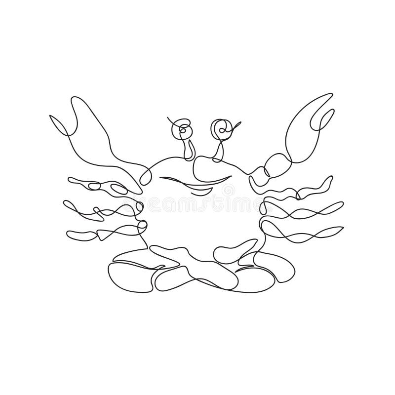 Wesoły kraby siedzi w pozycji lotosu Krab narysowany w jednym wierszu Linia ciągła ilustracja wektor Wesoły kraby siedzi w pozycji lotosu Krab narysowany w jednym wierszu Linia ciągła ilustracja wektor