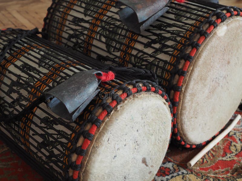 West African Bass Drums: Kenkeni, Dudunba Closeup Stock Photo - Image ...