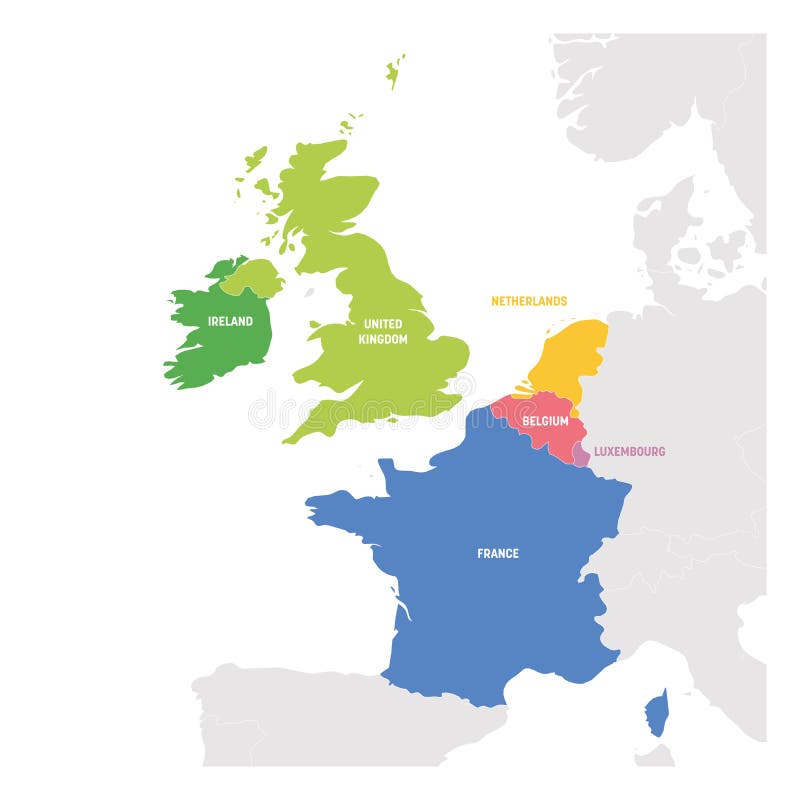 Western Europe Map Labeled West Europe Region. Map Of Countries In Western Europe. Vector Illustration  Stock Vector - Illustration Of Gray, Central: 144031075