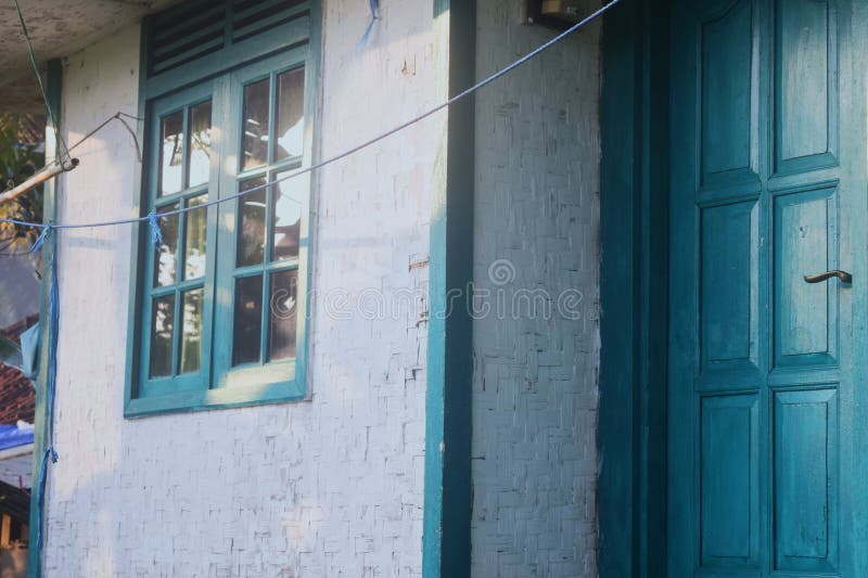 West Javanese traditional house with green doors royalty free stock photo