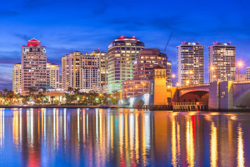 West Palm Beach, Florida, USA Downtown Skyline Stock Photo - Image of ...