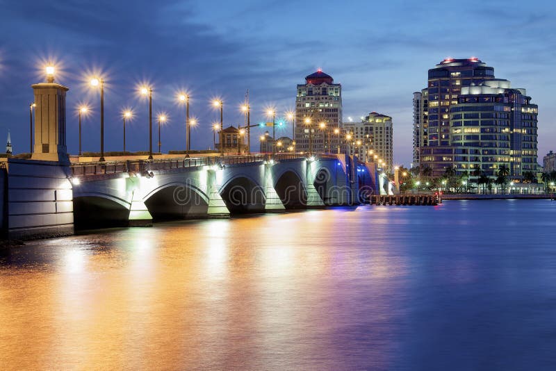 West Palm Beach at Night, Florida, United States. West Palm Beach at Night, Florida, United States