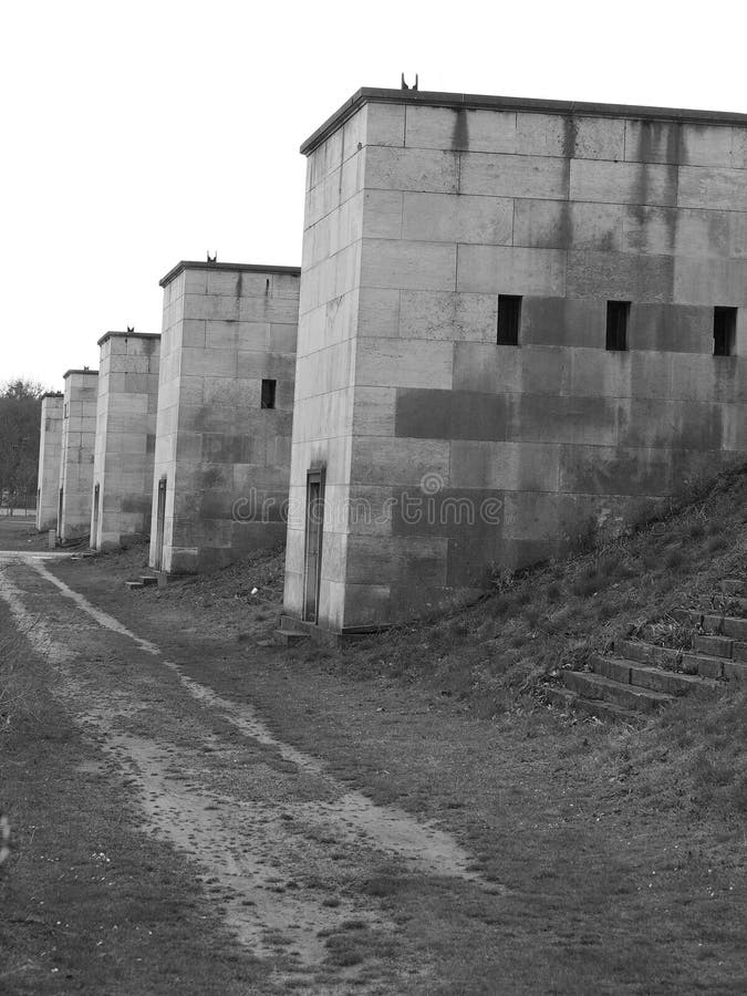 Nuremberg, Germany - 2015, April 2: Along the defunct west side light towers of the former Nazi Party rally grounds called Zeppelin field.