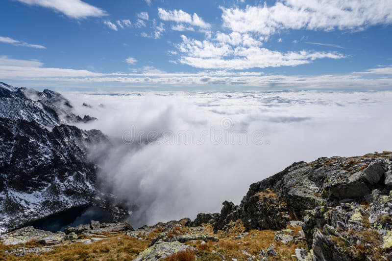 Mountain tops in winter covered in snow