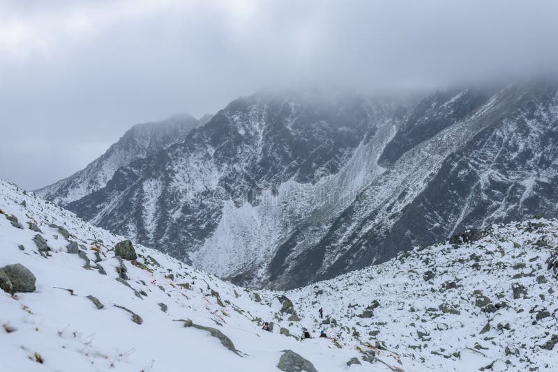 Mountain tops in winter covered in snow