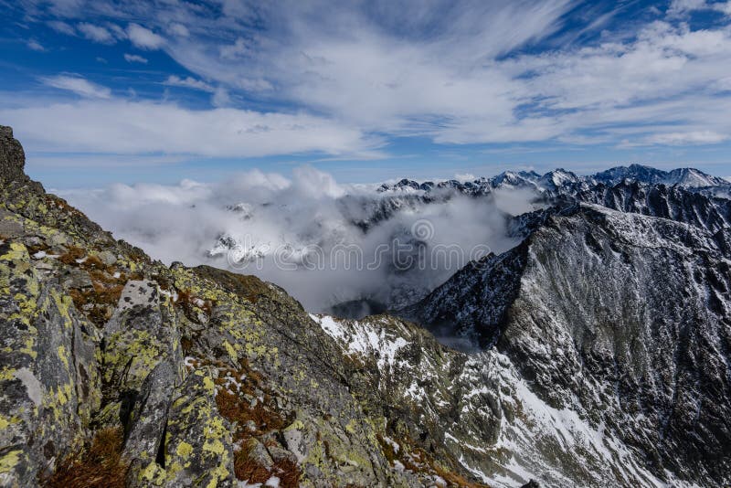 Mountain tops in winter covered in snow