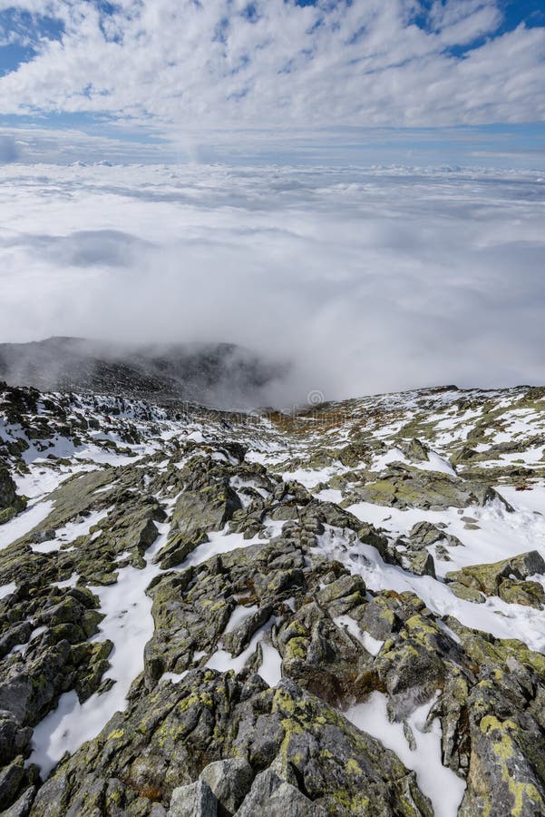 Mountain tops in winter covered in snow