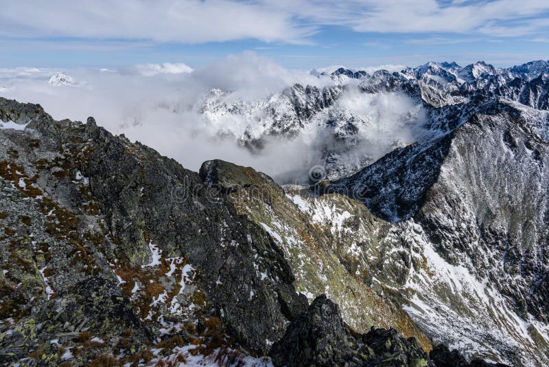 Mountain tops in winter covered in snow